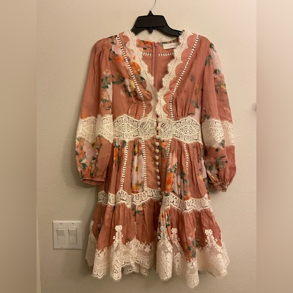 Zimmermann Everley my Lace Trim Mini Dress Sz 1 - Picture 3 of 5